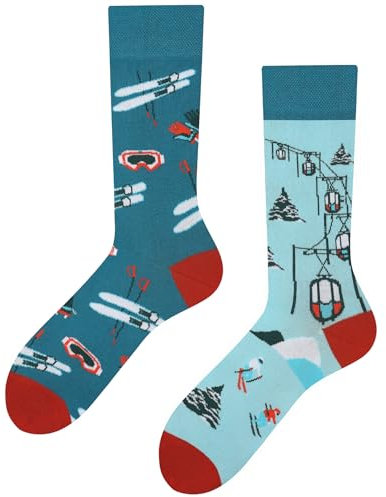 TODO Lustige Ski Socken mit Skifahren Motiv, Ski Motiv Socken Damen und Herren (Socken Ski 35-38)