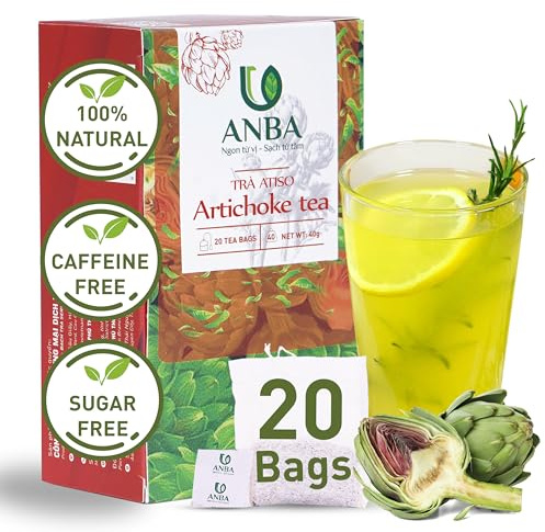 ANBA Artichoke Tea Bags – 20 Count | Vietnamese Caffeine-Free Herbal Tea | Handpicked & Naturally Smooth | No Sugar Added