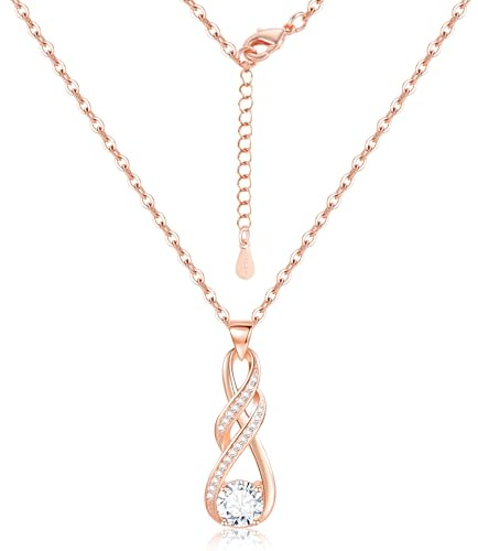 ASH'S CHOICE Gold Herz Anhänger Halskette Sterling Silber 925 Ketten Damen | Herz Unendlichkeit Anhänger Halsketten Zirkon Anhänger Kette Damen Frauen Schmuckgeschenke Muttertag Valentinstag Weihnachten