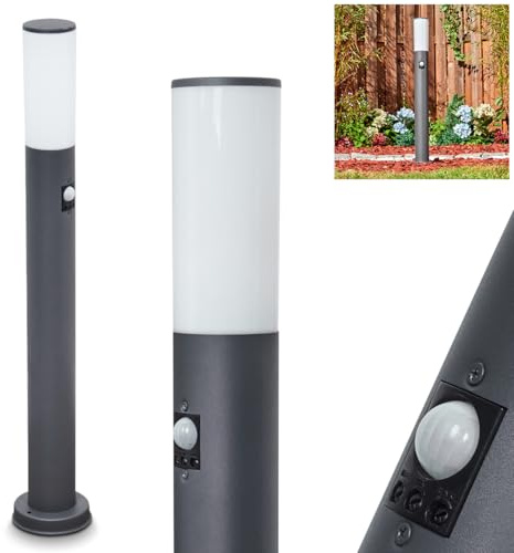 HOFSTEIN Wegeleuchte Caserta, Außenwegeleuchte mit Bewegungsmelder aus Metall/Kunststoff in Anthrazit/Weiß, moderne Außenleuchte für Garten, Außenbereich, Hof, Terrasse, Höhe 80cm, E27, IP44