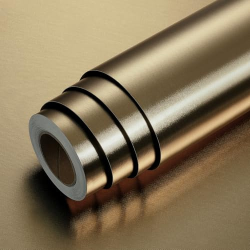 LACHEERY 40cm x 700cm Carta da Parati Adesiva Muro Bronzo con Metallica Rivestimento Adesivo per Mobili Carta da Parati Soggiorno Autoadesiva PVC Impermeabile Perfetta per Armadio Camera da Letto
