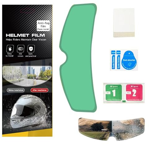 Pellicola antiappannamento per casco moto - Adesivi per inserto per lente visiera trasparente - Pellicola per visiera adesiva per lente resistente alle intemperie per la maggior parte dei caschi