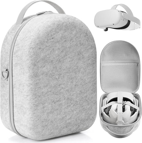 Hårt bärväska för Meta Quest 2/3/3S kompatibel med Meta Quest 3/3S/2 VR-headset, kontrollgrepp, kompatibel med batteri elitrem, kontroller och andra tillbehör, hårt skal – grå