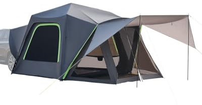 VEVOR SUV Tent for Camping, 10FT L x 10FT W, Waterproof PU2000mm Spacious Double Layer Design for 5-8 Person, SUV Camping Tent with Shade Awning and Mesh Windows, Includes Rainfly and Storage Bag