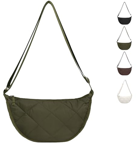LOCCY Damen Halbmond Crossbody Schultertasche,Nylon Tragbare Halbmond Tasche,Halbmond Schultertasche mit Verstellbarem Gurt