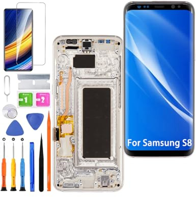 Écran pour Samsung S8 G950FD TFT Argent avec Cadre | Sans Empreintes Digitales，avec Kit de réparation，TFT LCD，Affichage HD，Remplacement d'écran,non Courbé,pour Modèle:G950W