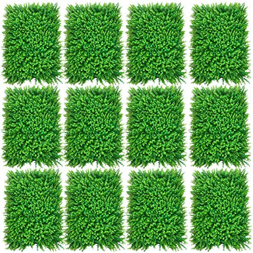 Lot de 12 murs de plantes artificielles - Brise-vue - Haie murale - Protection UV - Design de feuille pour jardin extérieur et intérieur - 60 x 40 cm