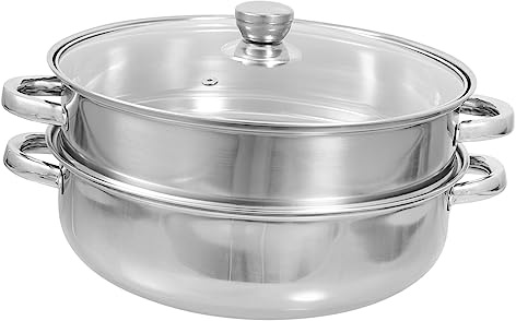 MUCKLILY Marmite Vapeur Inox Épaisse avec Poignées Ergonomiques Cuiseur Vapeur Multi Usage pour Légumes Poissons et Batterie Cuisine