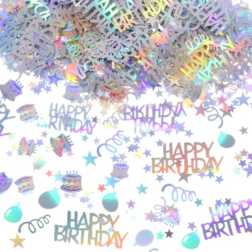 Coriandoli di buon compleanno, coriandoli per torta di compleanno, palloncini in lamina metallica, decorazioni da spargere per tavolo per bambini e adulti, compleanni, forniture per feste