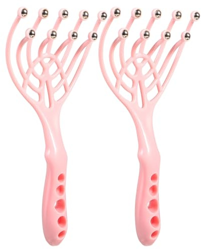 Masajeador de Cuero Cabelludo de 9 Brazos, 2 Piezas Rosa | Diseño de Garras Bolas de Acero Pp, para Masajear Cuero Cabelludo y Brazos, Obsequio