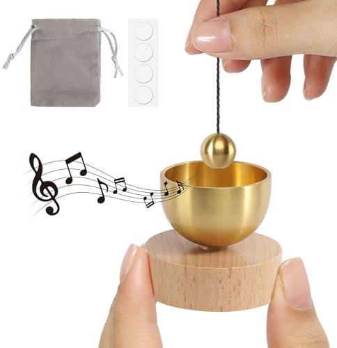 Tibetische Klangschale Klein Klangschalen Set mit Samtbeutel und Aufkleber Mini Klangschale für Yoga Meditation und Entspannung Achtsamkeit Stressabbau