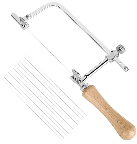 Juweliersäge Verstellbare Laubsäge mit 12 Laubsägeblätter, Drahtsäge Dekupiersäge Metallsäge Bogensäge Schmucksäge für Holz Holzbearbeitung Glas Metall
