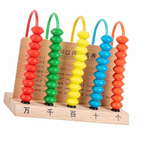 Syrisora 5-Zeilen-Arithmetik-Rechenrahmen, Mathe-Lernspielzeug für mit Leichtem Holz-Abakus, Entwicklung von Numerischem, Logischem Denken, Lernen von Grundschul- und Sekun (Massivholz)