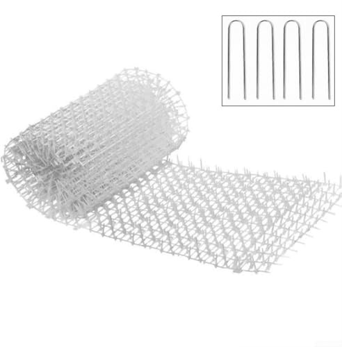 Hosrivae Barriera da giardino anti-gatto e anti-cane, 200 cm, larga 45 cm, in plastica, deterrente per spine per prati, aiuole, toppe, verdure, resistente alle intemperie, rete PP (bianco)