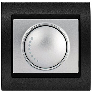 Va et Vient Variateur 500W Silver Delta Iris + Plaque Métal texturé Alu Noir