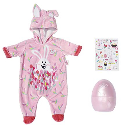 BABY born 830307 Ceufs de Pâques 43 cm - pour Les Tout-Petits de 3 Ans et Plus - Idéal pour Les Enfants - Contient Une Grenouillère, Un Oeuf en Plastique et Une Feuille d'Autocollants