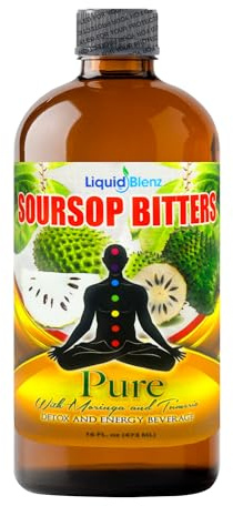 LIQUID BLENZ Pure Soursop Bitters with Moringa & Turmeric | Herbal Detox & Natural Energy Support | 16 fl oz