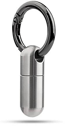 Mini Pillenbox Schlüsselanhänger, Titan Wasserdichte Pillendose Outdoor Kleinteile Aufbewahrungsbox, Klein Pillenbehälter Kapsel Tablettendose für Unterwegs,1pack