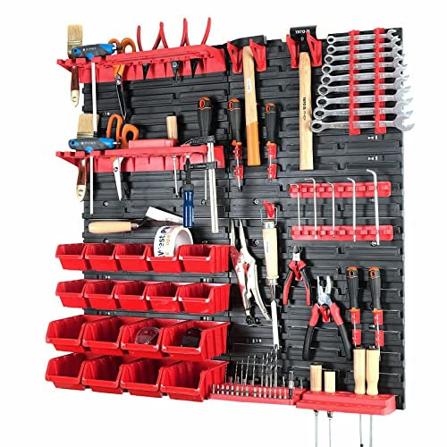Valle Verde 46-tlg. Werkzeugwand Set, Werkstattwand, Wandregal, Lochwand, Wandorganizer - Stapelboxen, Werkzeugorganizer - Für Werkstatt, Garage - Kunststoff - 722 x 780 mm