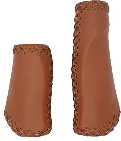 1 Paar Retro-Strand-Fahrradgriffe, lässig, lang/kurz, Kunstleder, für die meisten Mountainbikes, BMX, Rennrad, 22,2 x 135/93 mm (Braun)