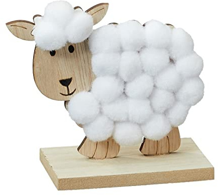 NaDeco Deko-Schaf, in Zwei Größen erhältlich, 8cm oder 12cm | Deko-Schafe | Osterlamm | Schaf-Familie aus Holz | Deko für Ostern und Frühling | Osterdeko | Osterdekoration, Größe:h 8cm b 4cm l 8cm
