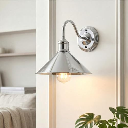 LEDSone Vintage Wandleuchte Moderne Beleuchtung Verstellbare Fassung Rustikale Wandlampen Metall Wandleuchte Indoor Home Retro Leuchten (Chrom)