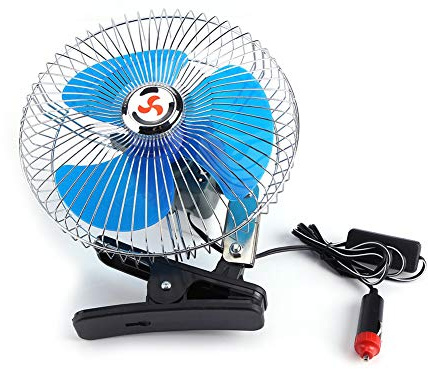 Akozon Mini-Ventilator mit Clip, 12 V, 25 W, tragbar, Auto-Clip, USB, leistungsstark und leise, für Armaturenbrett, LKW, Oszillating Fan für Auto Truck Dashboard