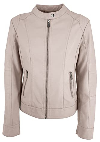 JOPHY & CO. Giacca Corta Donna Ecopelle con Tasche, Cerniere e Scollo Coreana (cod. 8820)