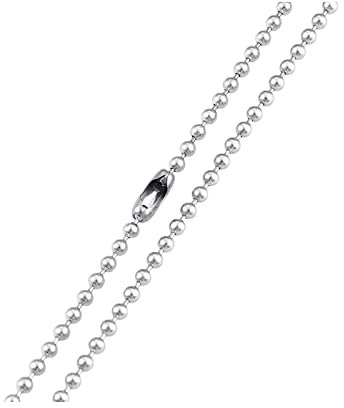 KnSam Edelstahl Kugelkette 50 cm, Männer Ketten Silber Herren Metallketten Punk Breit 3MM Freundschaftskette Jungs