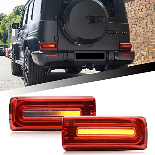 njssjd LED Heck-Kombi-Rückleuchten-Baugruppe, kompatibel mit 1990–2018 M/ercedes Benz G-Klasse W463 G230 G300 G320 G350d G500 G36 G55 G63 G65 AMG W463A Style Rückleuchten Bremslicht Sets