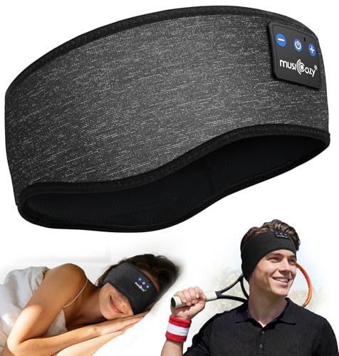 MUSICOZY Sleep Headphones Headband Bluetooth Soft Headphones for Sleeping & Sport with Thin Speakers,Wireless Music Earphones Tech Gifts for Men Women Teens Yoga Workout Fitness Relax Travel