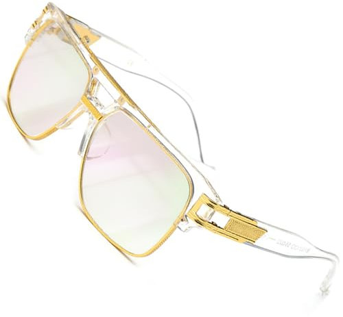 SHEEN KELLY Retro Übergroße Pilotensonnenbrille für Männer Frauen Gold Metallrahmen Quadratische Sonnenbrille