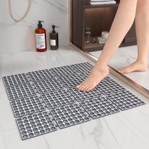 XIYUNTE Duschmatte rutschfest - 60x60cm Antirutschmatte für die Dusche, Badematte rutschfest schimmelresistent und maschinenwaschbar, Antirutschmatte Dusche quadratisch BPA-frei und latexfrei, Grau