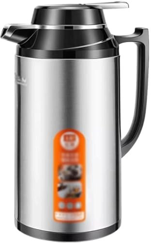 ZUMAHA Thermal Stainless Steel Thermal Coffee Carafe, Glass Inner Thermos, Vacuum Flask with Anti-scald Handle, Portable Travel Thermal Carafe Insulated