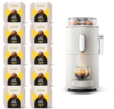 CAFE ROYAL SWITZERLAND PROFESSIONAL CoffeeeB - Macchina da caffè a globo bianco 1,3 l, con 90 palline da caffè espresso, 100% compostabili