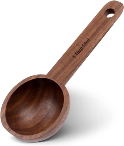 Coffee Scoop,CISHNOU Wooden Tablespoon Scoop Wooden Coffee Ground Spoon Measuring for Coffee Beans Whole Beans Ground Beans or Tea Home Kitchen Accessories - 1 Pack 15ml