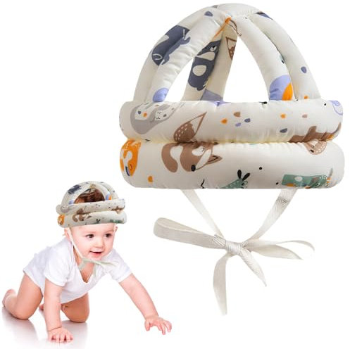 Casque Protection Bebe, Casque de Sécurité Bébé, Protection Tête Réglable, Coton Respirant, Anti-Choc - 0 à 3 Ans - pour Enfant Garçon Fille Apprendre à Ramper et à Marcher
