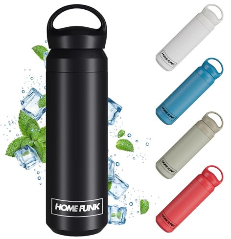 HOMEFUNK Insulated Stainless Steel Smart Metal Flask for Hot and Cold Drinks Coffee and Baby Bottles Leakproof Water Bottle Metal Hot Water Flask 500ml (Matte Black)