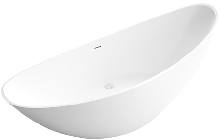 BERNSTEIN - Baignoire îlot ovale Blanc mat Acrylique + Bonde et trop plein, 285L - 184x79x77cm (lxLxH) - VICE 2.0