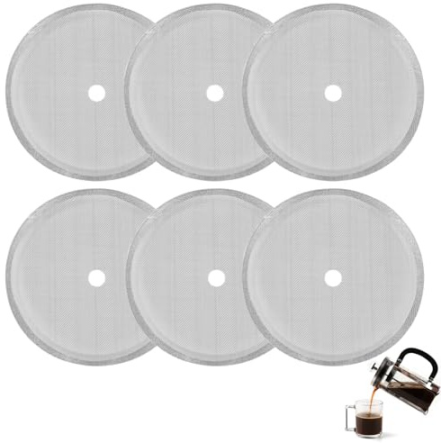 6 Piezas Filtro de Repuesto French Press 1L, Repuesto para Prensa Francesa | Filtros de Malla de Acero Inoxidable Reutilizables para Prensa Francesa de 1000 ml / 34 oz / 8 tazas