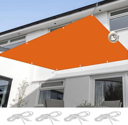 Tenda da Sole per Esterno 5 x 5.5 m Protezione Solare Raggi UV Vela Ombreggiante Quadrata con Occhielli Tenda a Vela per Patio, Pergola, Cortile, Arancione
