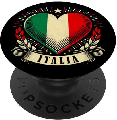 Vintage Italienisches Banner Fan Italien Flagge Herz Retro Art Italia PopSockets mit austauschbarem PopGrip
