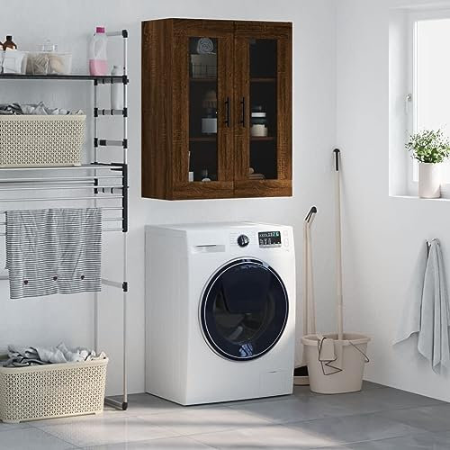 ZEYUAN Wandschrank Braun Eichen-Optik 69,5x34x90 cm, Hängeschrank, Badezimmerschrank, Badschrank, Aufsatzschrank, Gewürzschrank, Wall Cabinet - 828507