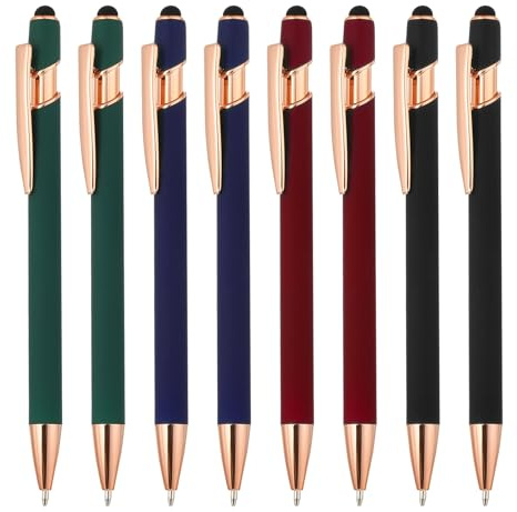 PATIKIL kulspetspenna med svart bläck, 8-pack kristalldiamant tvinnad metallpenna 1,0 mm medium punkt för anteckning med journalering, flerfärgad