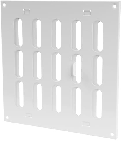 Repa Market 8 tum x 8 tum (yttre mått) vit justerbar luftväggs ventilationsskydd – inomhus utomhus metallgaller – värmekylning ventilation för hem, garage, skjul, öppna och stängningsregister (200 x