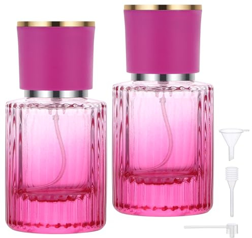 Segbeauty Frasco Perfume Recargable, 2 Piezas 30ml Atomizador Perfume, Bote de Colonia Vacío, Portátil y Reutilizable, Dosificador Colonia Recargables (Morado Gradiente)