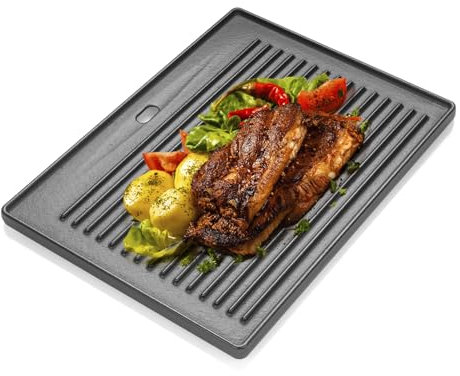 Gusseisen Grillplatte für Taino Pro/Red 4 und 6 Series Gasgrill, 41,5 x 31CM Universal Wendeplatte Pizzablette, Zubehör für Burnhard Fred Serie, Grillplatte Ersatzteil für PRO/RED Serie