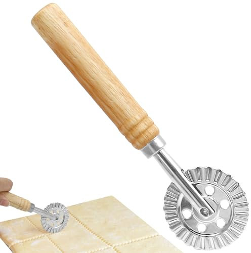 Rotella Tagliapasta In Acciaio Inox Con Manico In Legno, Ruota Di Taglio Ondulata Per Pasta, Pasticceria E Ravioli, Ø 5 cm, Perfetta Per La Casa E La Cucina