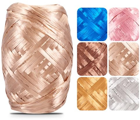 Sparkeads Bastgarn zum Häkeln, Bast, Knisterschnipsel-Füllung, Bastband zum Verpacken von Geschenken, Bastgras, Schnur zum Verpacken von Geschenken, Osterkorb-Füllung (PapayaWhip) 80 m