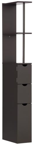 HOMCOM Tall Bathroom Cabinet Freestanding Slim Narrow Brown | Bathroom Storage Cabinet, 2-Tier Open Shelf, 2 Drawers, for Small Space, Cupboard Storage Unit